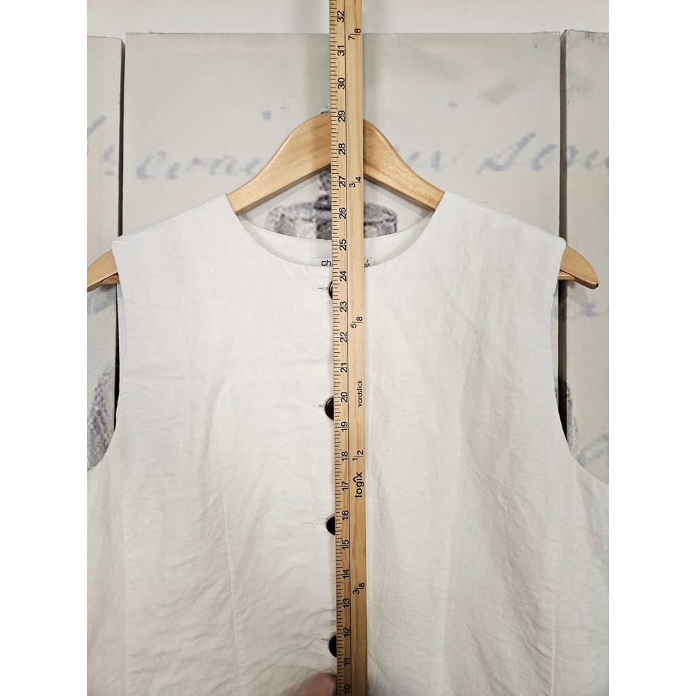 Chico's 100% Linen Vest Size 2 US 12 White Coastal Grandmother Beachy - Picture 4 of 7